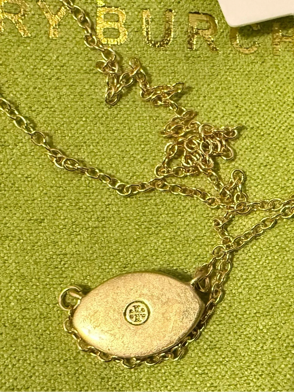 Tory Burch Gold Chain Necklace with Turquoise Color Evil Eye Pendant